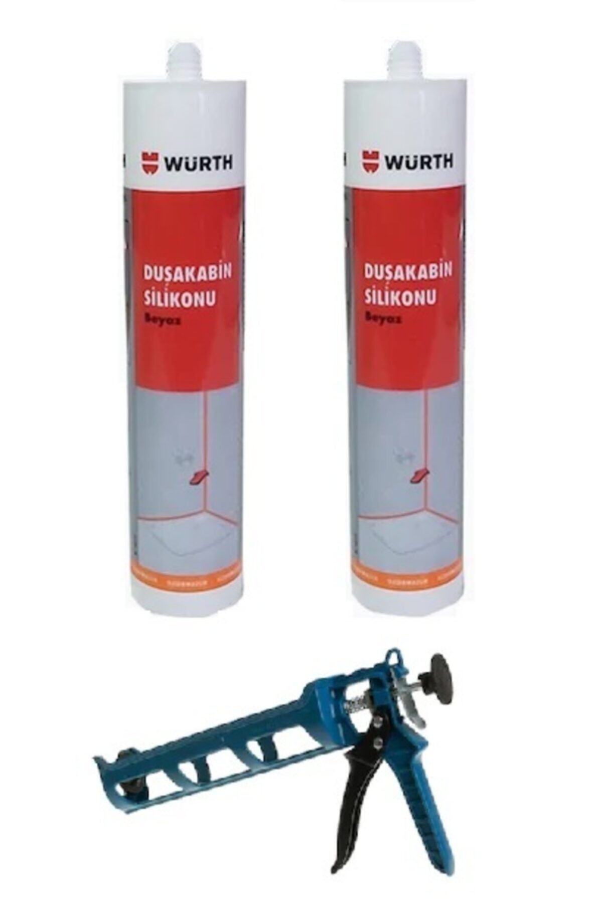 Duşakabin Silikonu Beyaz 2'li Set +Tabanca