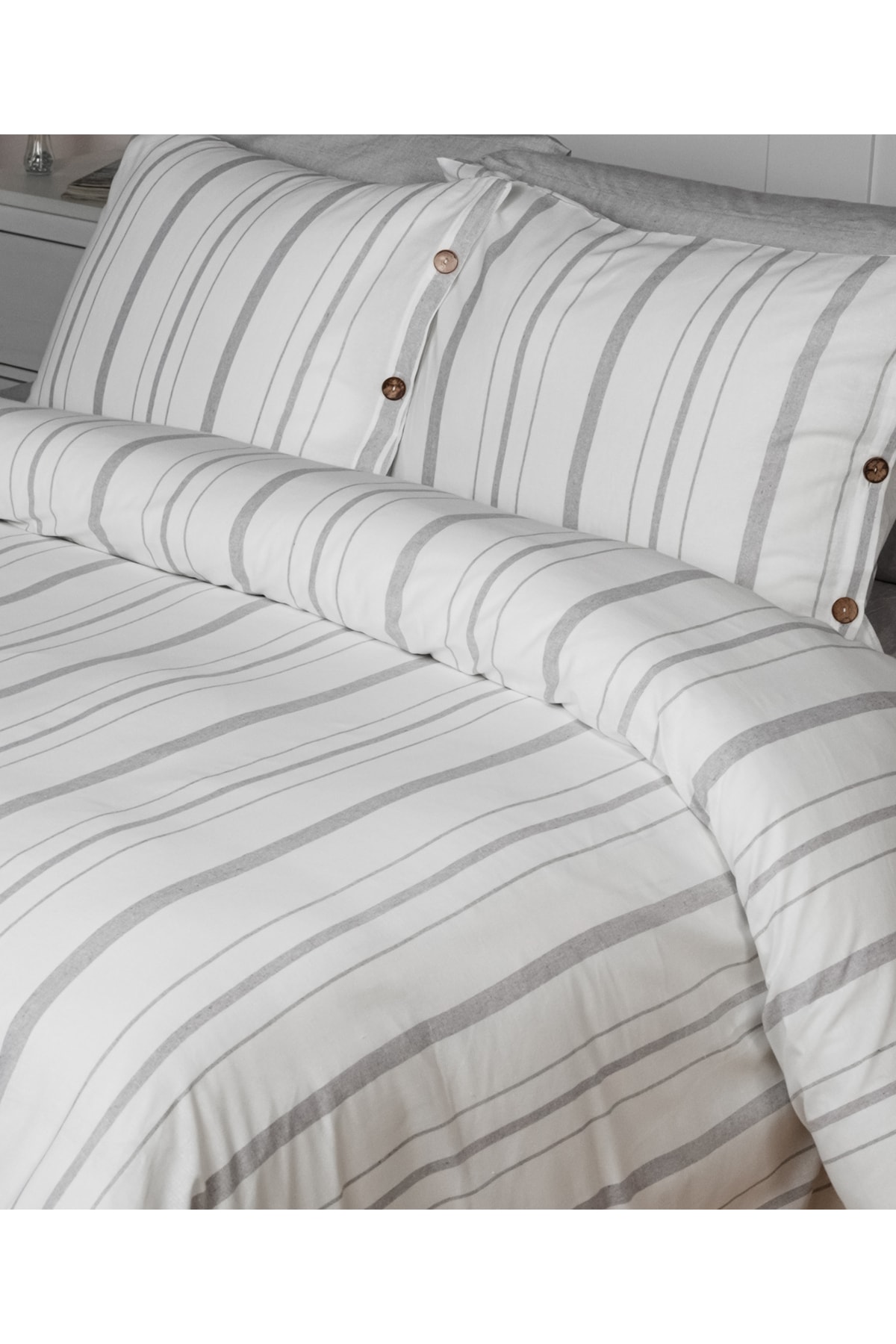 Cotton Collection Tek Kişilik Çizgili Nevresim Seti Solinea