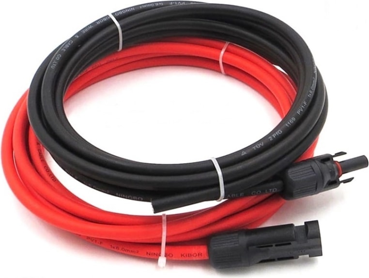 Mc4 Soketli (1m+1m) 2 Metre 6mm Güneş Paneli Hazır Solar Kablo Siyah Kırmızı