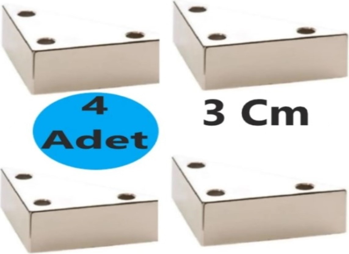 4 Adet Üçgen, Masa, Dolap Piramit Mobilya Ayağı 3 Cm Beyaz