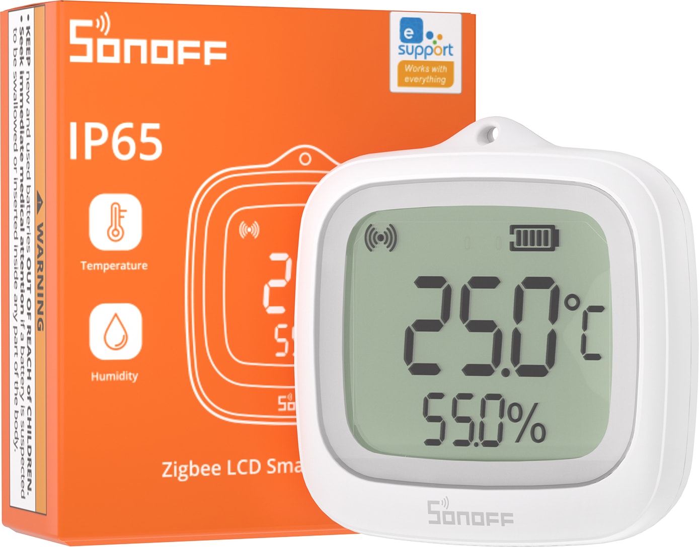 SNZB-02WD Zigbee IP65 LCD Ekranlı Akıllı Sıcaklık ve Nem Sensörü