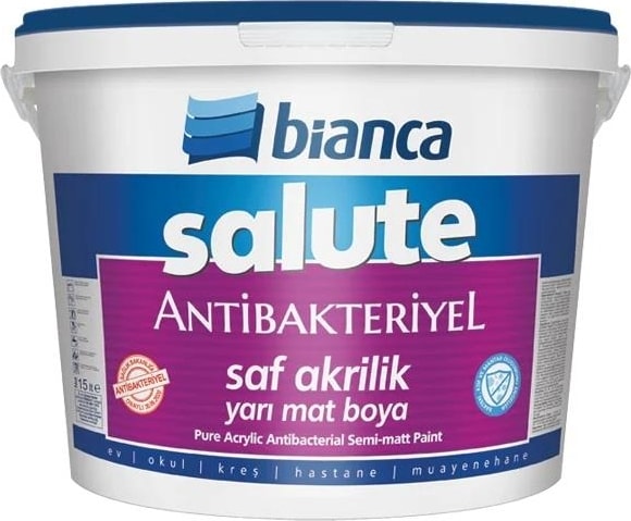 BİANCA  Salute Antibakteriyel Saf Akrilik Yarı Mat Iç Cephe Boyası 15 Lt Kırık Beyaz