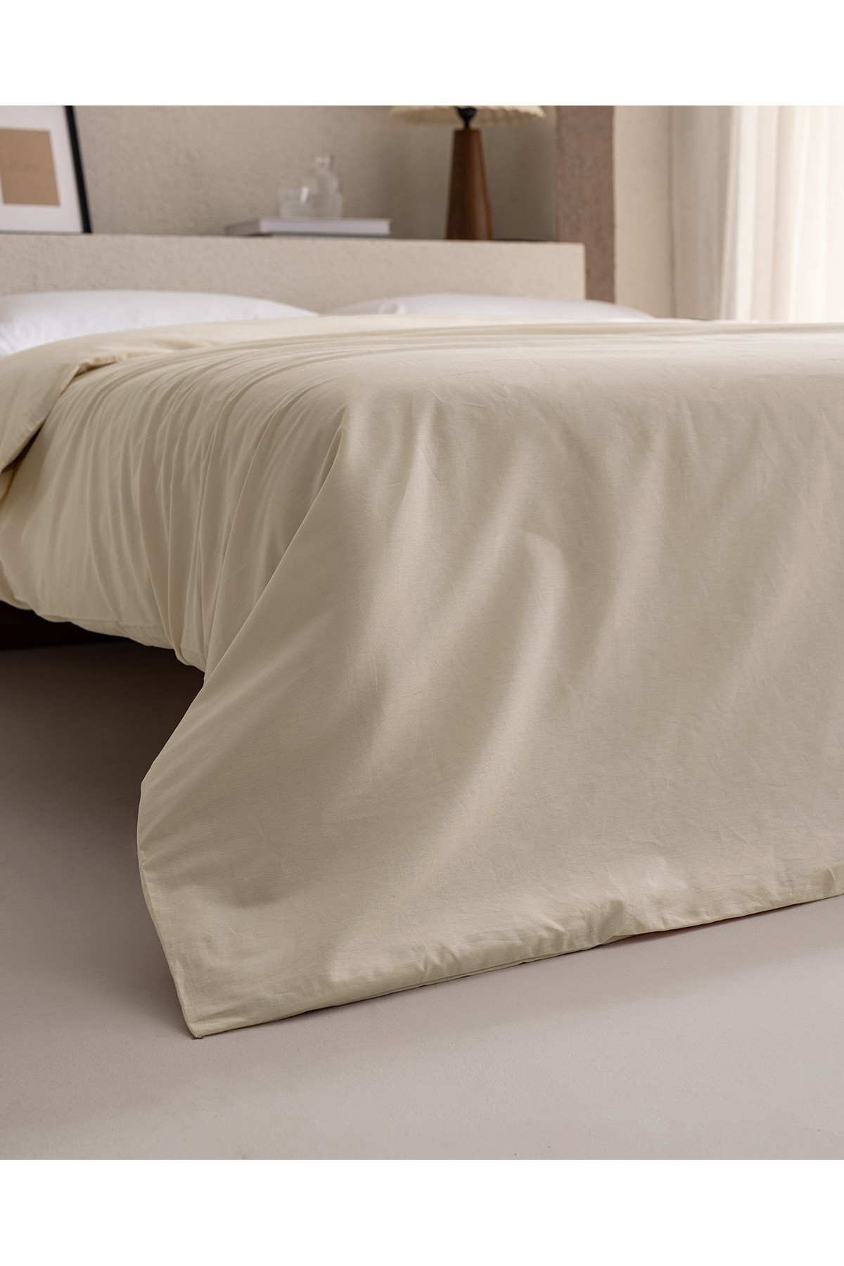 Manon King Size %100 Pamuk Ranforce Düz Nevresim - Bej
