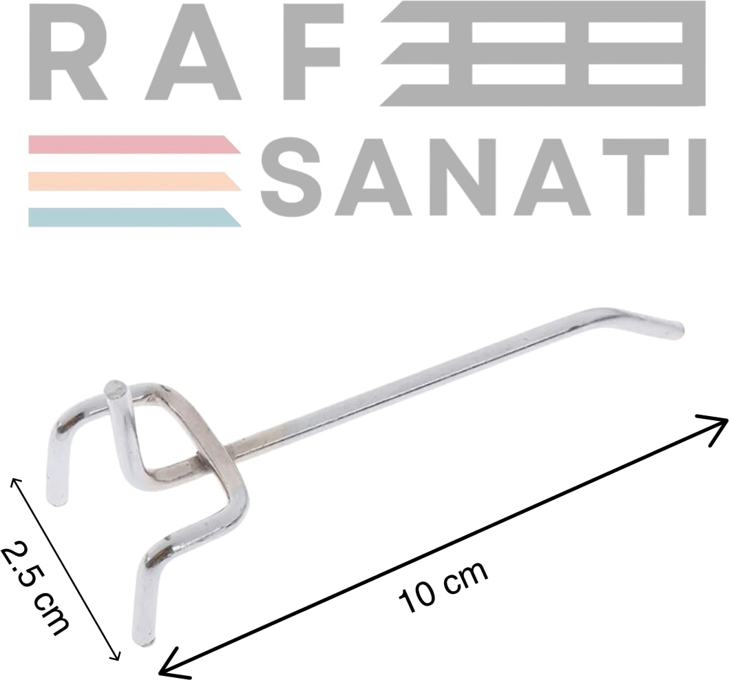 25 Adet Fon Kancası Delikli Pano Kancası 10 cm - Askı Kanca Raf Askısı Raf Aksesuar Tel Askı Raf Kancası