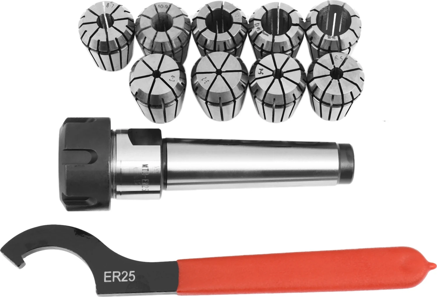 9 Adet ER25 Yaylı Pensler + 1 Adet Mt3 M12 ER25 Collet Chuck Mors Konik Adaptör Tutucu Cnc Freze Torna Tezgahı Için (Yurt Dışından)