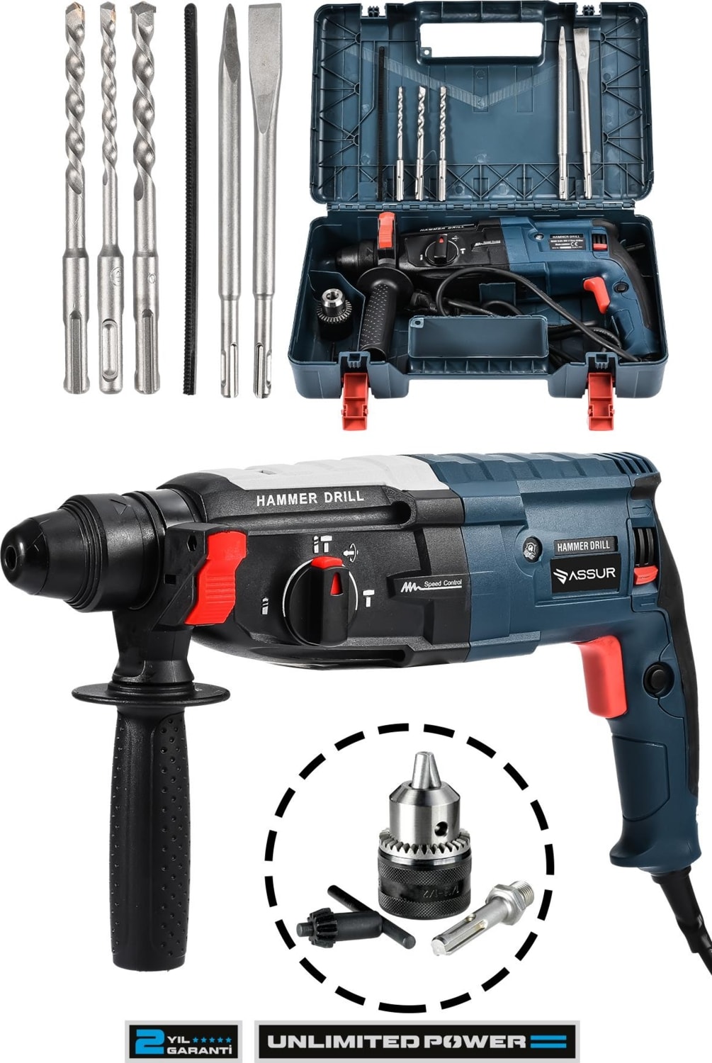 850W Metal Şanzıman Darbeli Matkap Kırıcı Delici Hilti 2-28mm
