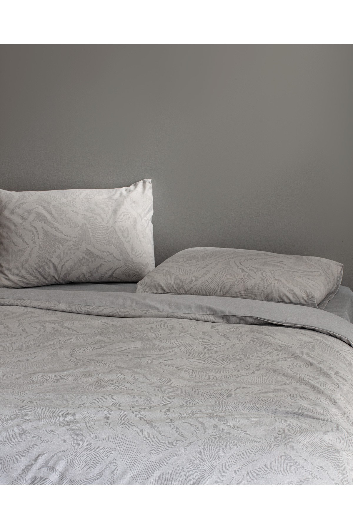 Coyan King Size Pamuklu Baskılı Nevresim Takımı - Gri