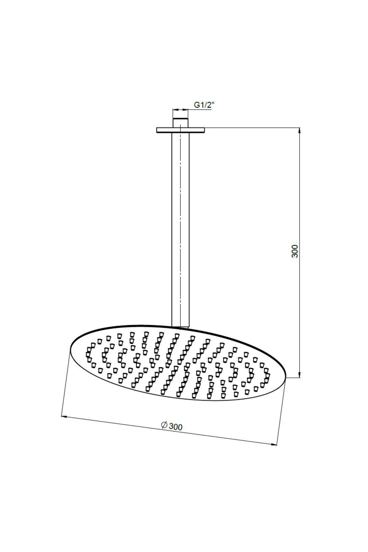 Ankastre Duş Başlığı Oval Slim Metal 30 Cm Siyah Ads22-s