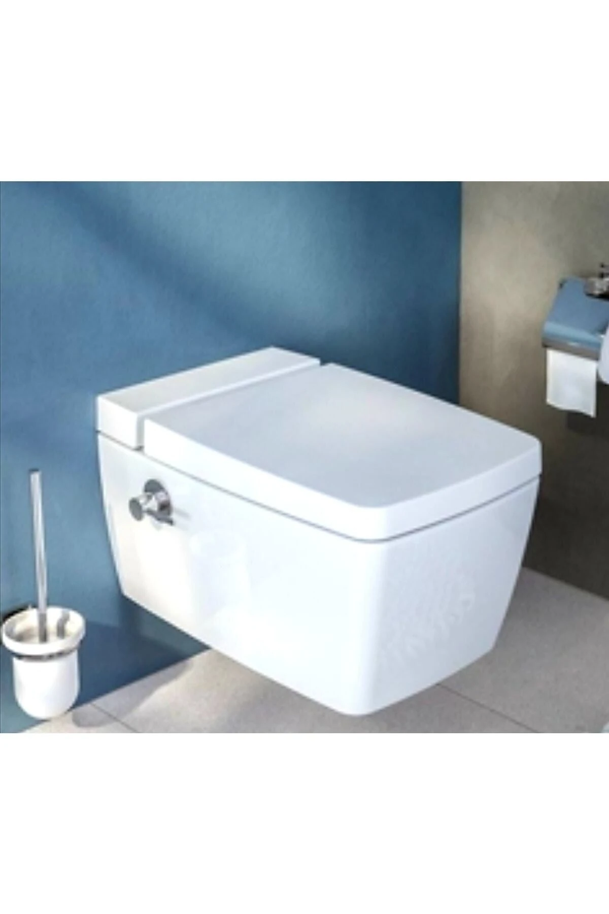 Deterjan Hazneli 56 Cm Asma Klozet , Entegre Ara Musluklu , Soft Yavaş Kapanan Kapak Dahil