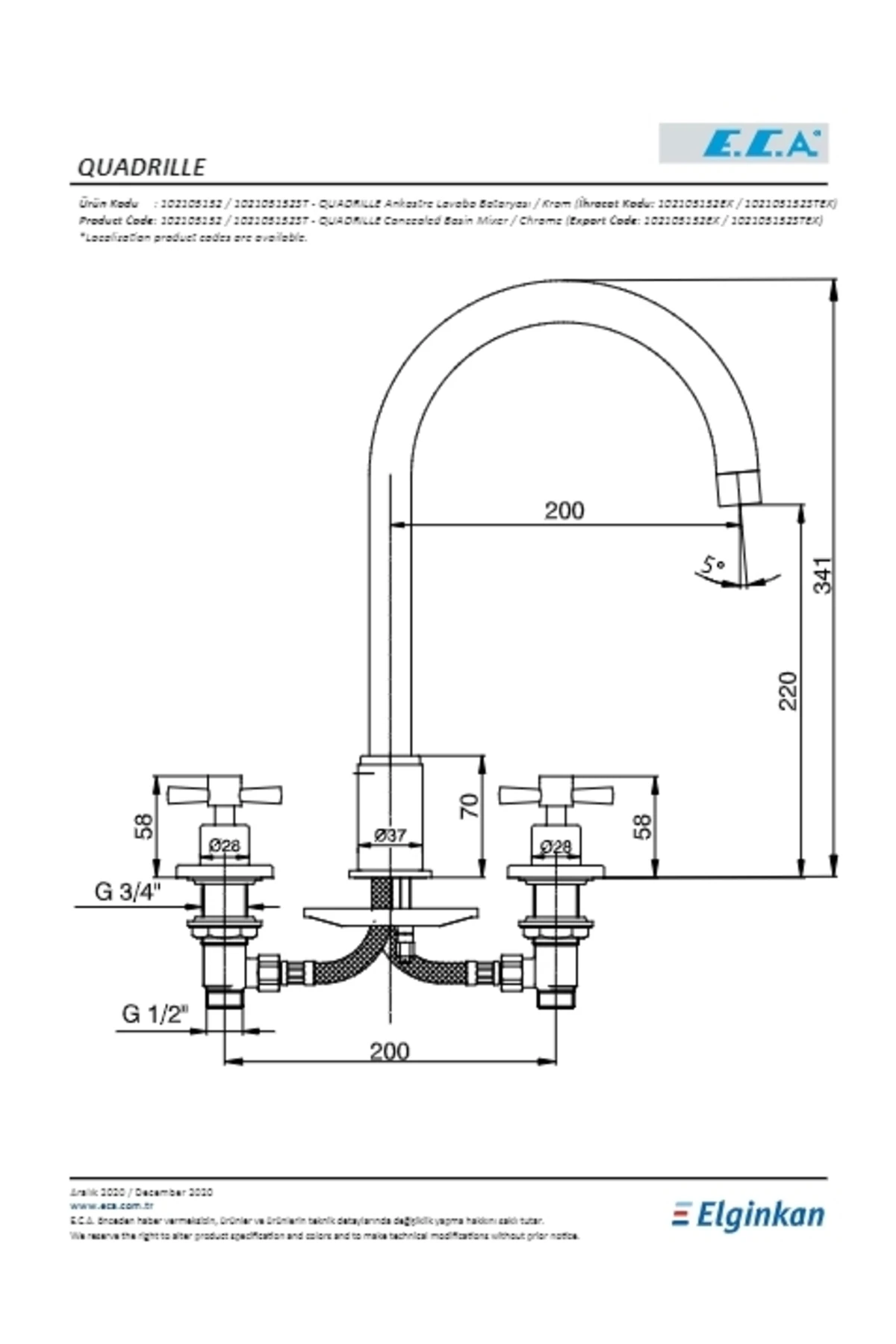 Quadrille Ankastre Lavabo Bataryası Tezgah Ustu