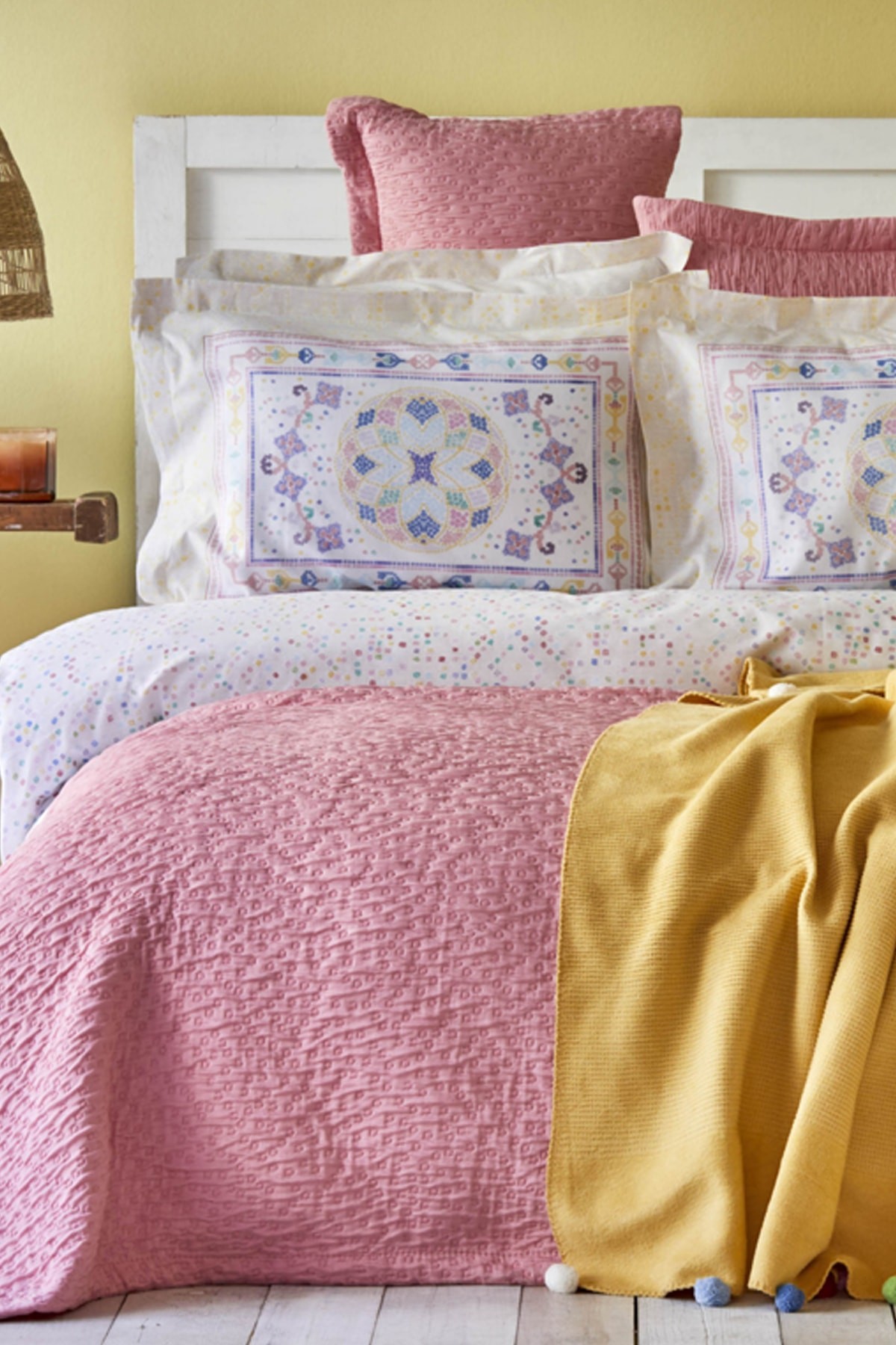 Bonbon Pembe Çift Kişilik Pamuk Winter Set