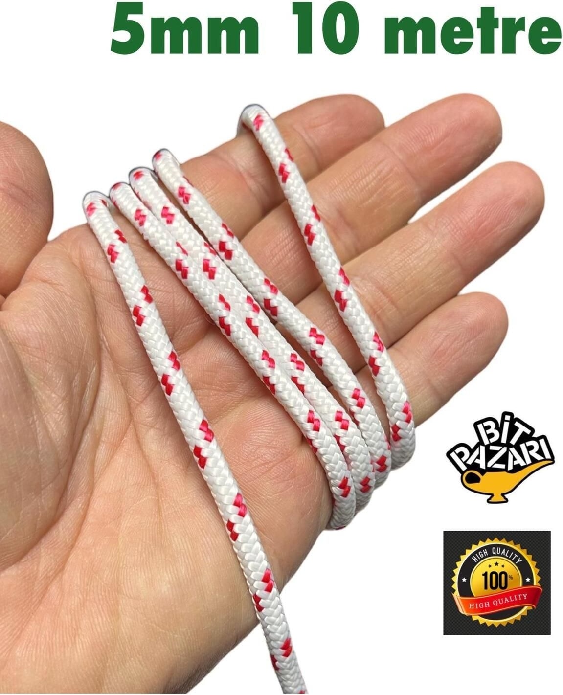 5mm 10 Metre Ipek Halat , Iskota Halat , Salıncak Ipi , Bağlama Ipi - Hamak Ipi