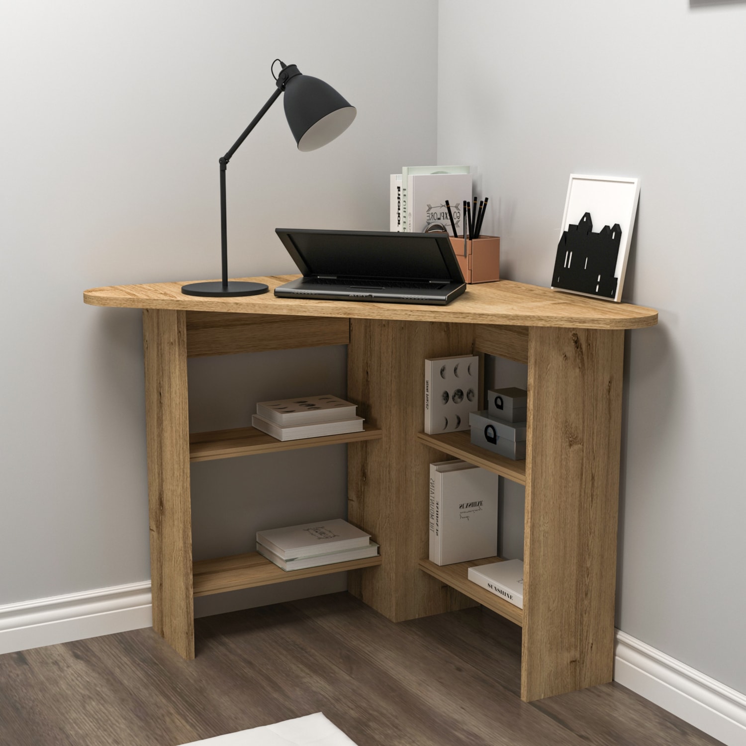 Corner Köşe Çalışma Masası Bilgisayar Masası Yer Kaplamaz Ofis Masası, Safirmeşe - Corner