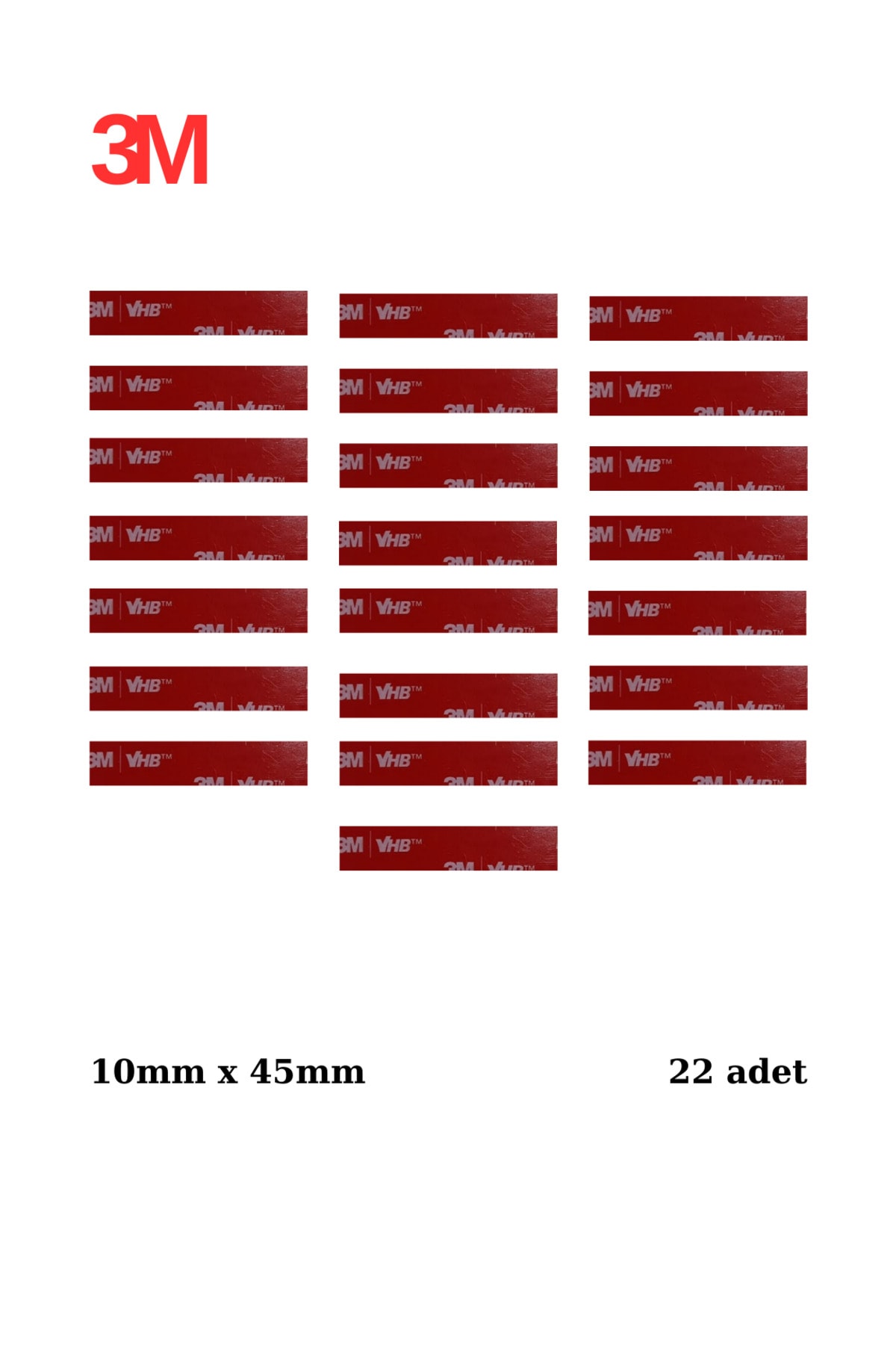 10x45x1mm Yedek Güçlü Çift Taraflı Vhb Bant Die Cut Kesim (22 ADET)