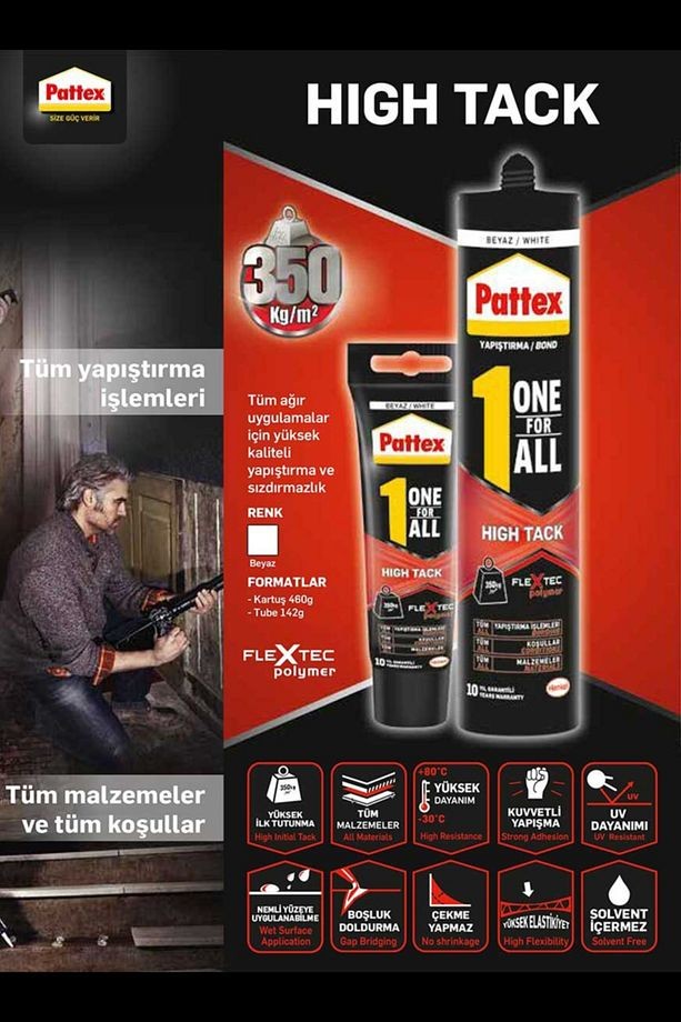 Pattex One For All High Tack 460gr. Yüksek Kuvvetli Korniş & Inşaat Yapıştırıcısı