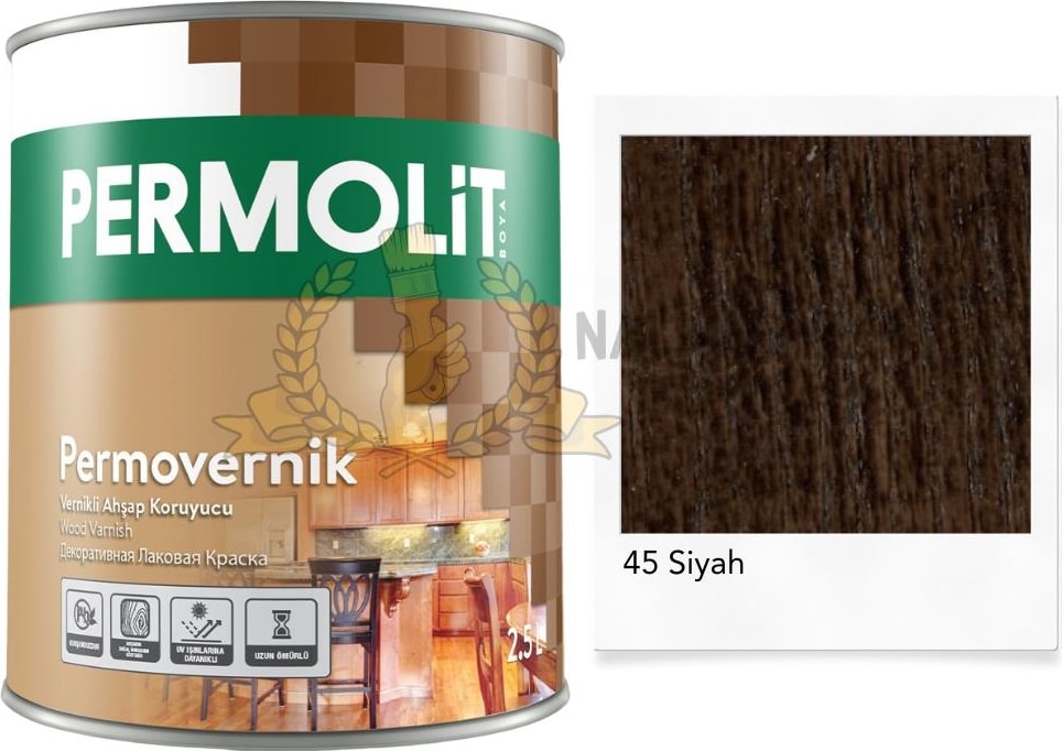 Vernikli Ahşap Koruyucu Boya Siyah 0.75 Lt.