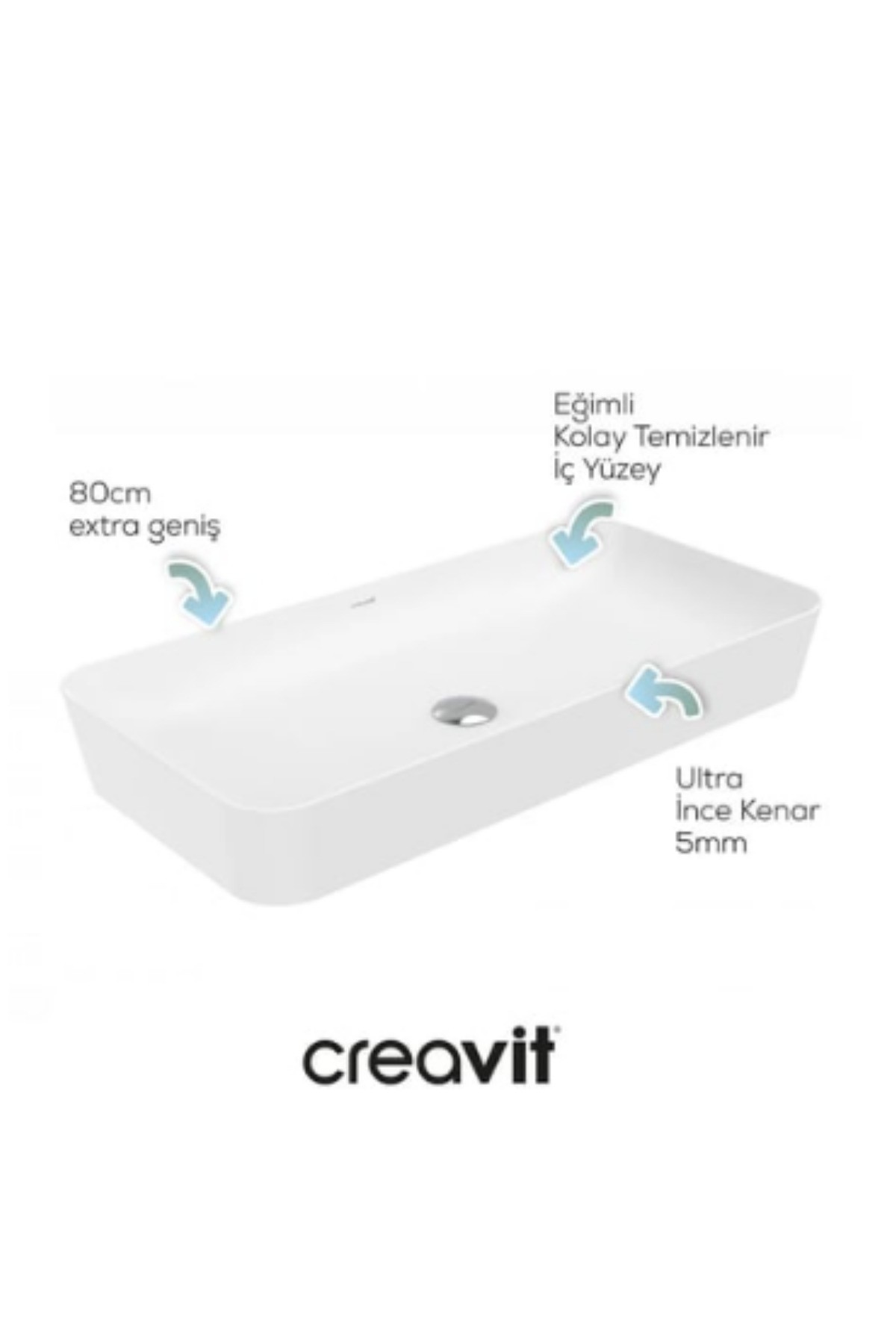 Ul080 Ultra Tezgah Üstü Lavabo Beyaz 80 Cm