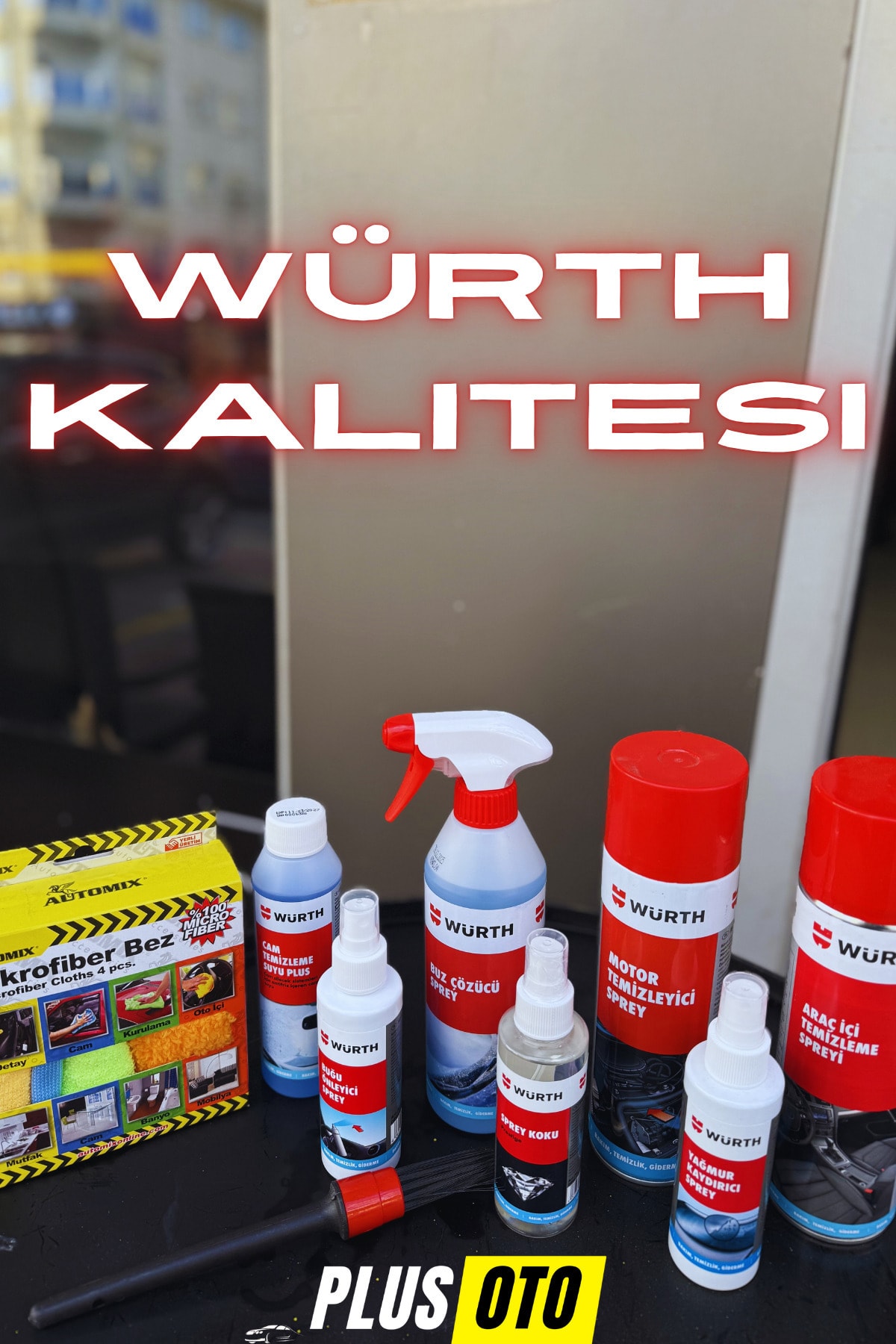 Oto Bakım Seti 9 Parça, 4'lü Bez Ve Detay Fırçası