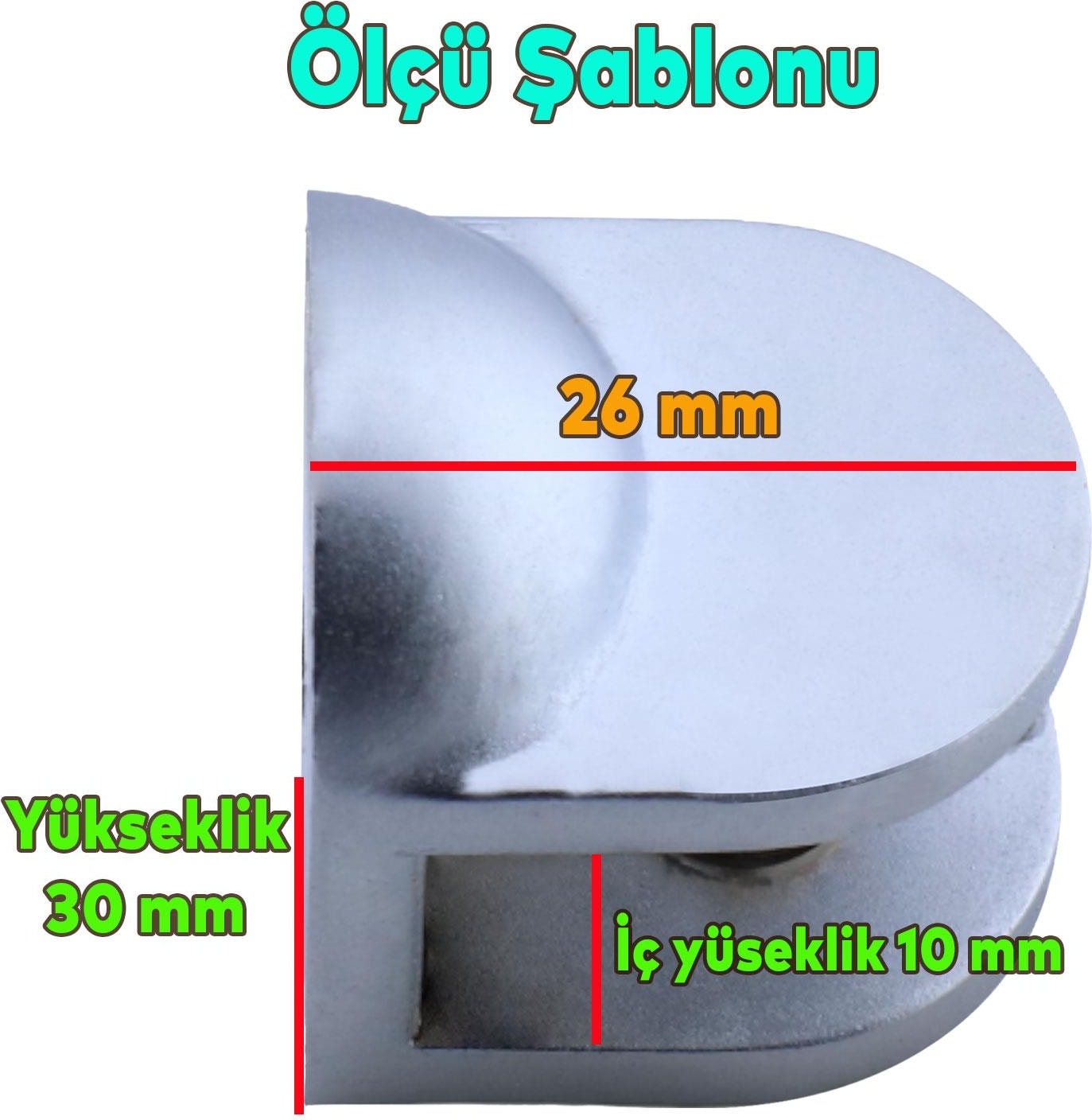 Cam Tutucu Ahşap Raf Tutucu Cam Etejeri Metal U Tipi Vidalı Mat Krom (4 Adet)