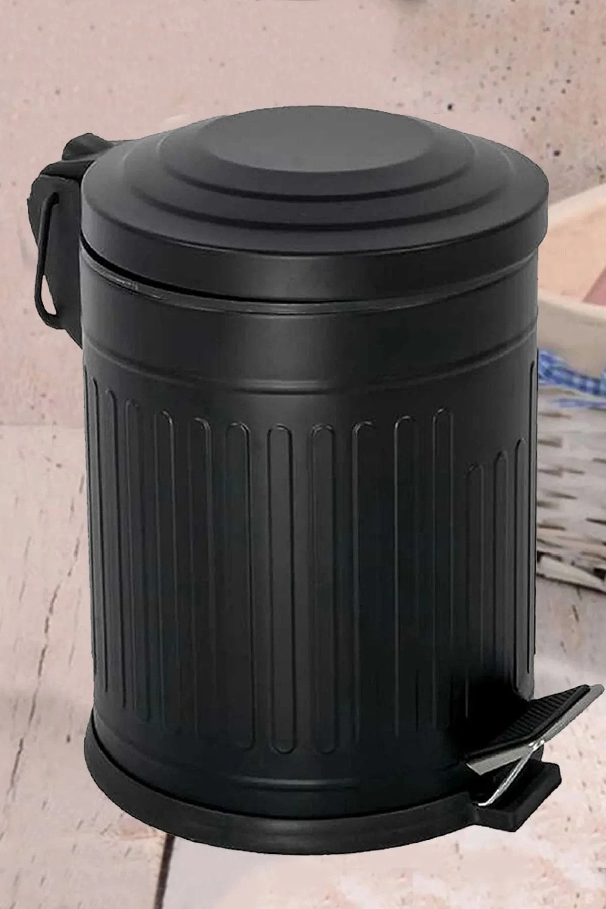 Siyah 12 Lt Pedallı Vintage Çöp Kovası Mutfak Çöp Kovası amortisörlü Banyo Çöp Kovası yavaş kapak