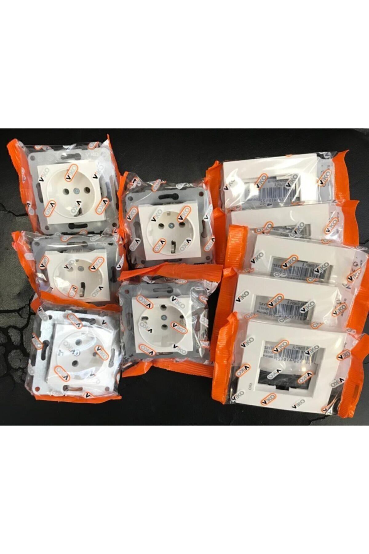 Karre Beyaz Topraklı Priz Çerçeve 5 Adet Çerçeve Dahil