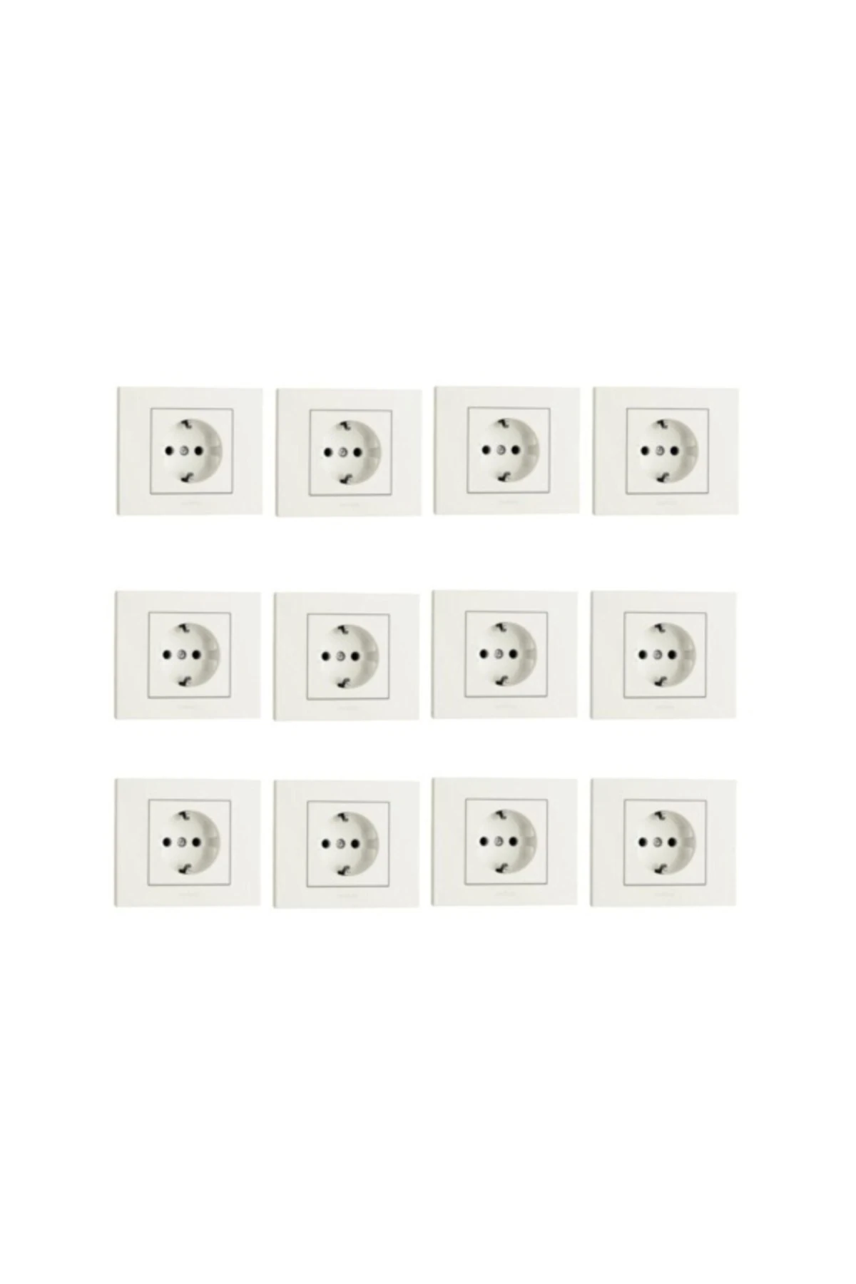 12 Adet Ovivo Grano Beyaz Topraklı Priz (ÇERÇEVE DAHİL)