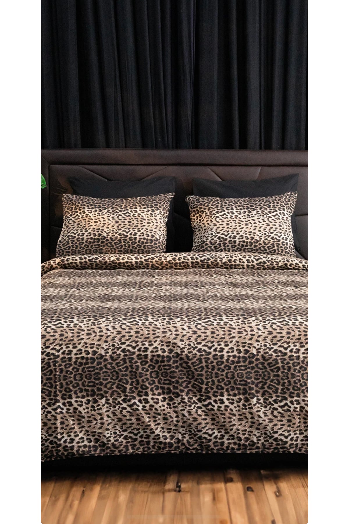 Çift Kişilik Leopar Desenli Nevresim Takımı (Lastikli Çarşaflı)