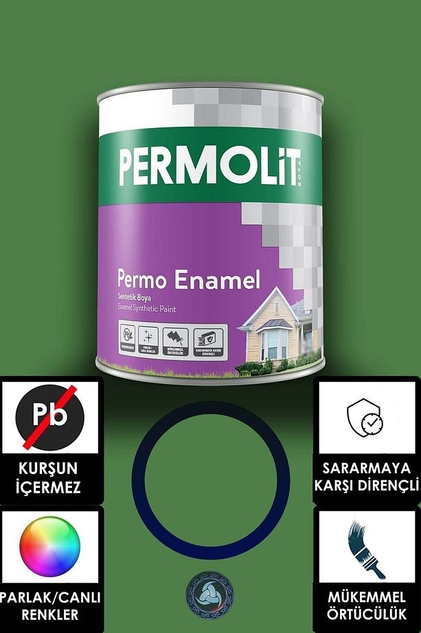 Permo Enamel Sentetik Yağlı Boya -alüminyum-ahşap-demir-metal- 0,75 L Çimen Yeşili