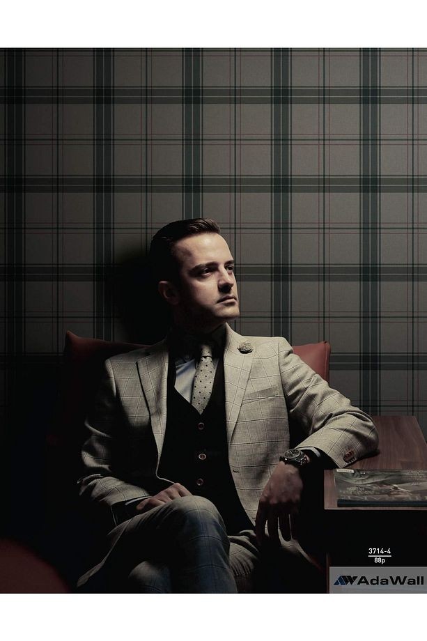 Alfa Burberry Çizgili Kareli Desen Duvar Kağıdı Non-woven Kağıt Taban Vinil Kaplı(3714-4)
