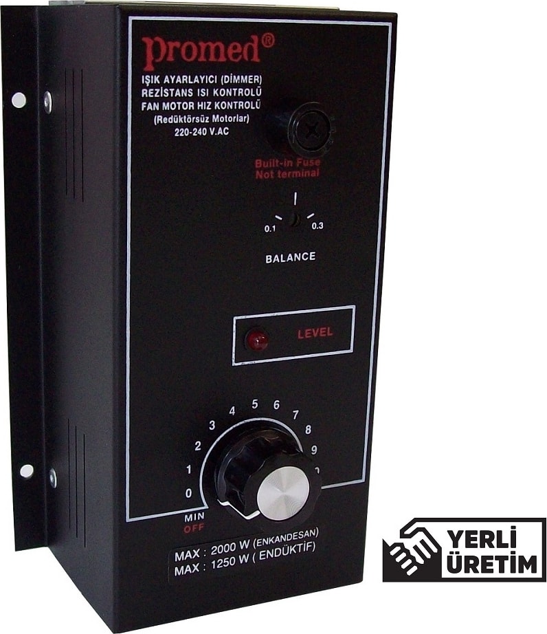 220 V.AC Pano Tipi 2000W Dimmer & Rezistans Isı kontrol & Fan motor devir kontrol.