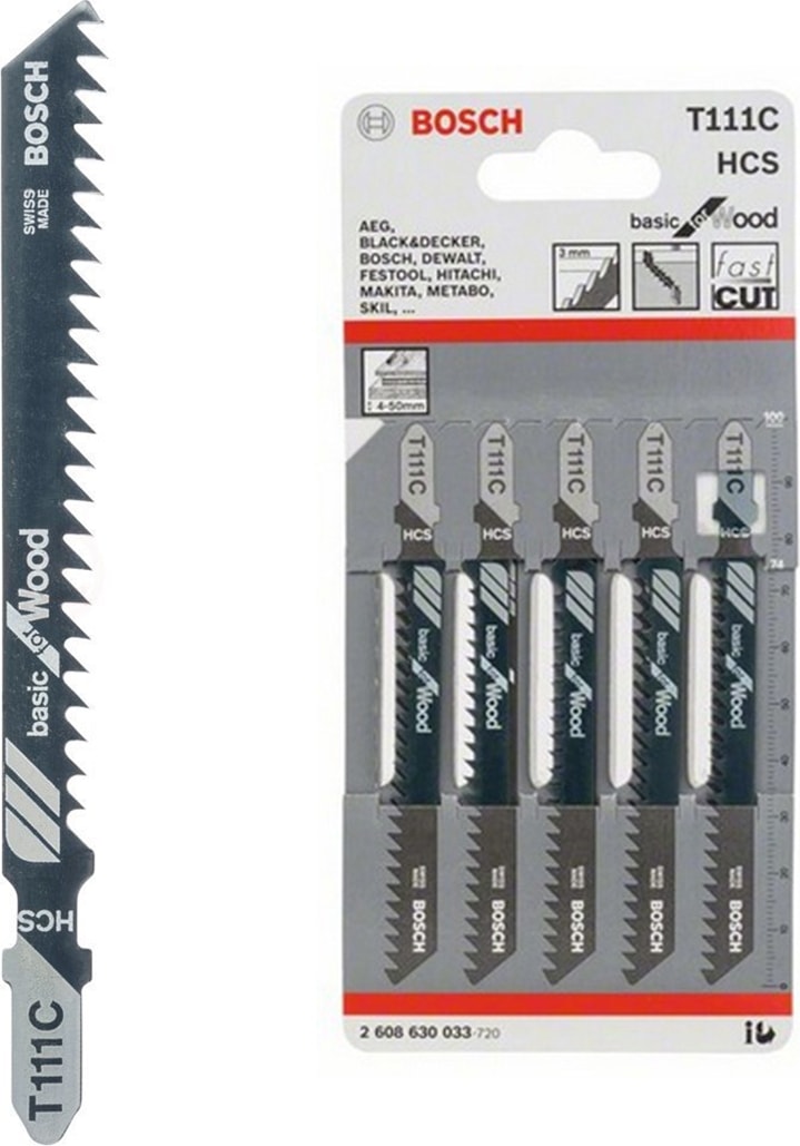 BOSCH - Ekonomik Seri Ahşap İçin T 111 C Dekupaj Testeresi Bıçağı - 5'Li Paket