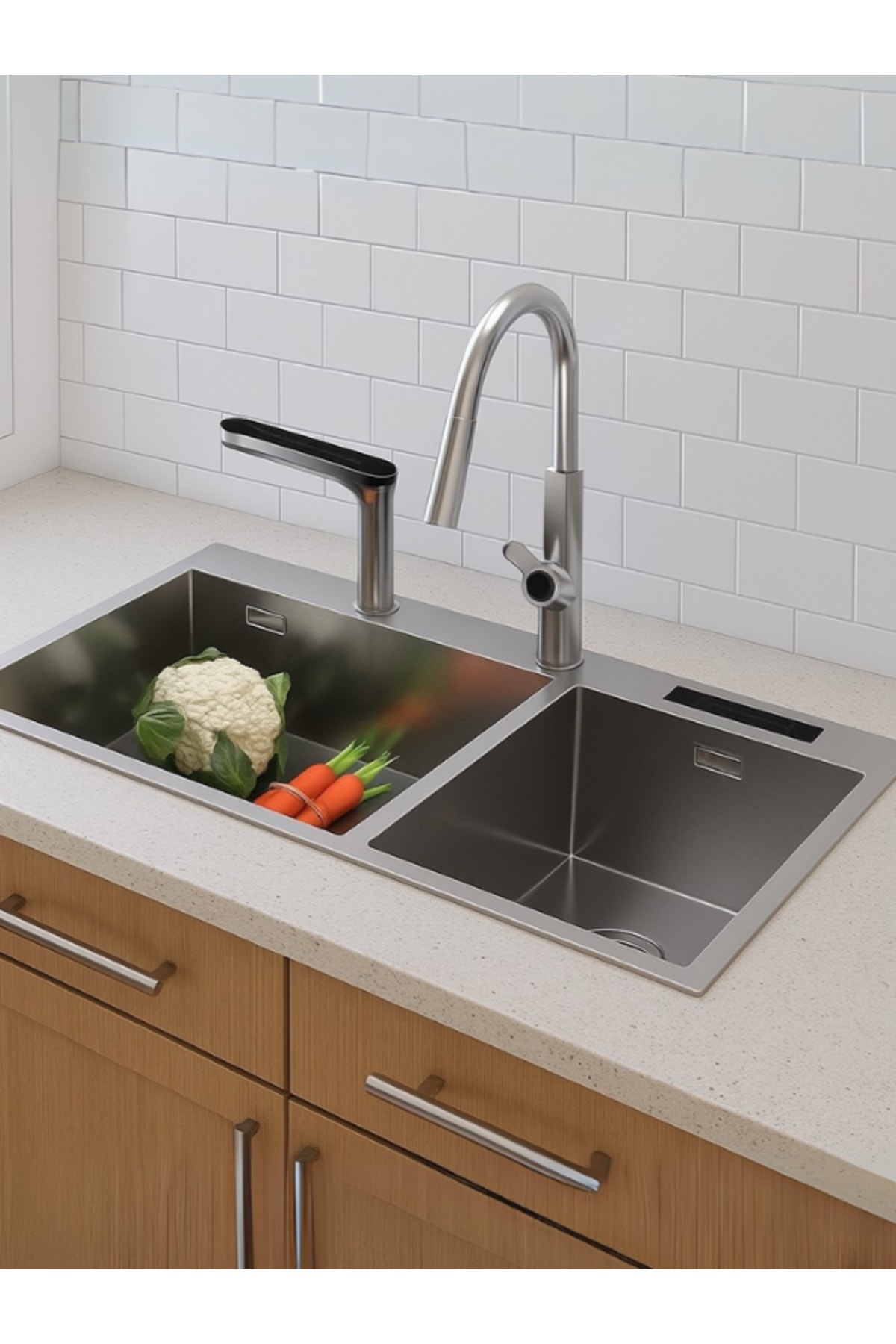 Smart Tech Kurutma Teknolojili Akıllı Mutfak Eviyesi Inox Renk-Meyve Sebze Kurutmalı Akıllı Evye