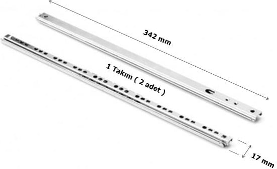 Bilyalı Teleskopik Çekmece Rayı 17 mm x 342 mm 1 Takım