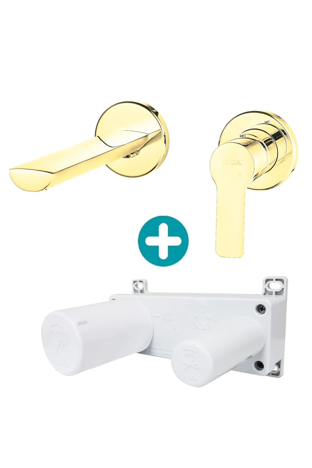 Luna Ankastre Lavabo Bataryası Sıva Üstü Ve Sıva Altı Grubu Çift Rozet Altın Renkli