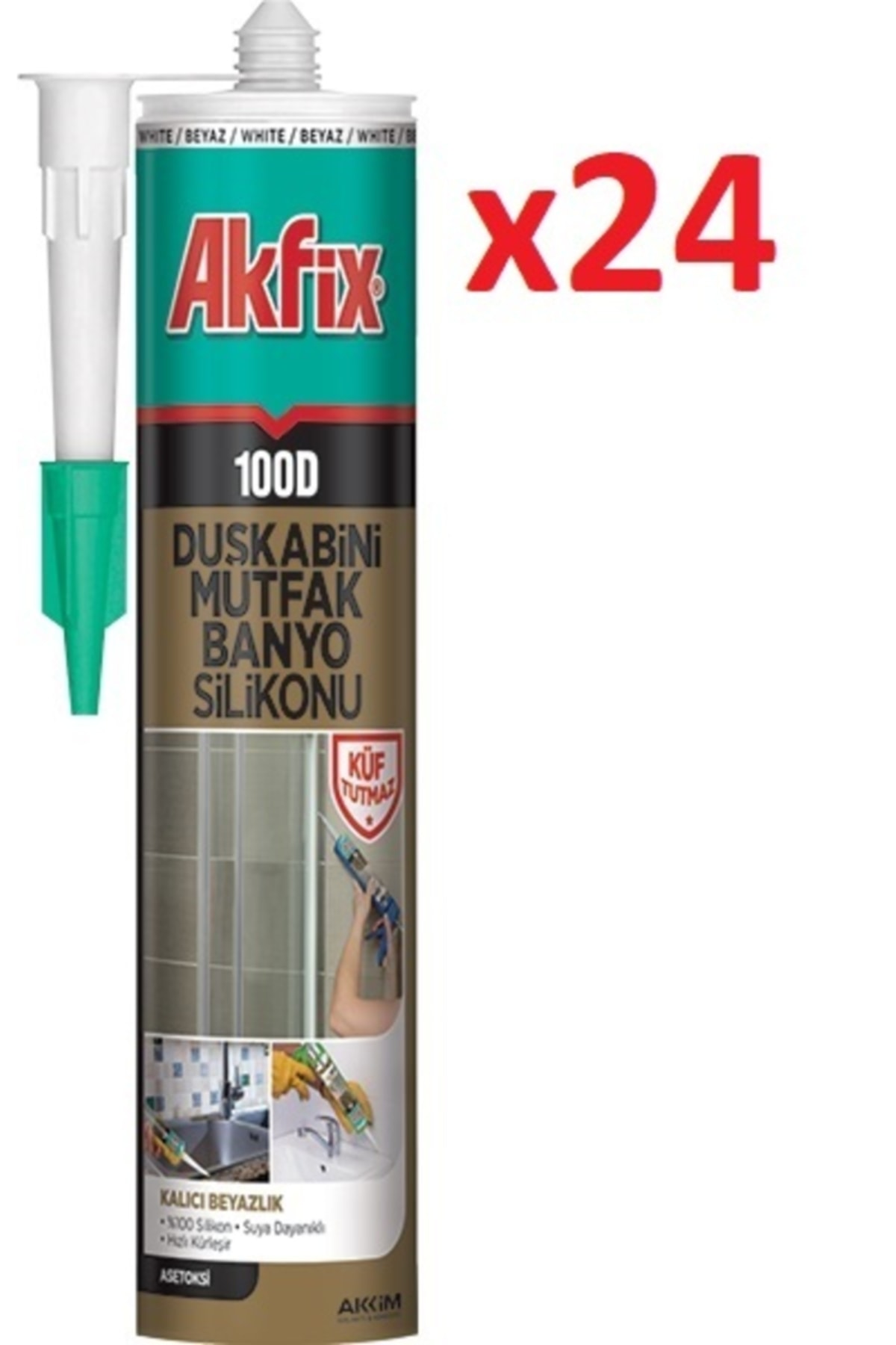 100d Duşkabin Mutfak Banyo Silikonu 310 Ml Şeffaf (1 Koli - 24 Adet)