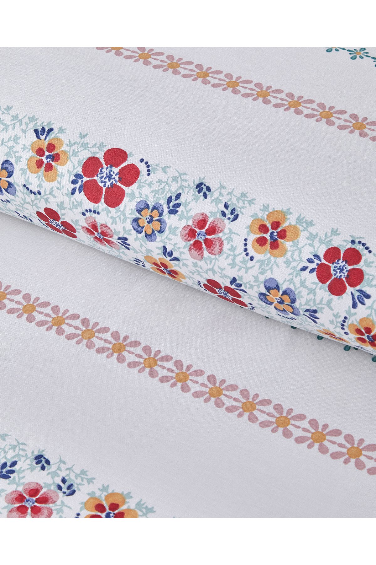 Blossom Bands Pamuklu Çift Kişilik Nevresim Seti 200x220 cm Kırmızı - Mavi