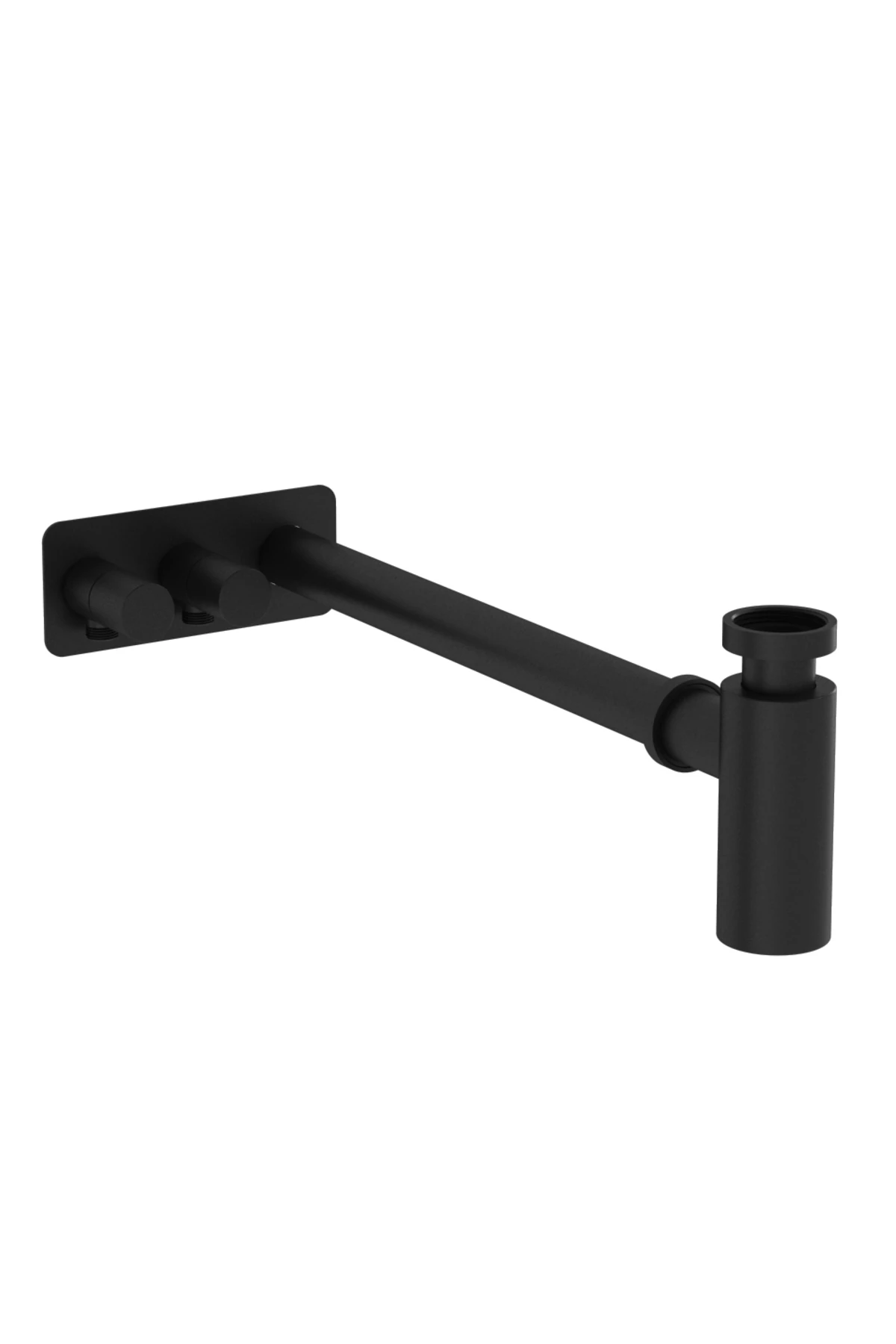 Origin A4515636 Lavabo Sifon Seti, Asimetrik, Rozetli, Mat Siyah