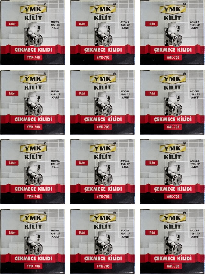 Yuma Ymk Çekmece Kilidi Kare Krom Anahtarlı 1 Paket ( 12 Adet )