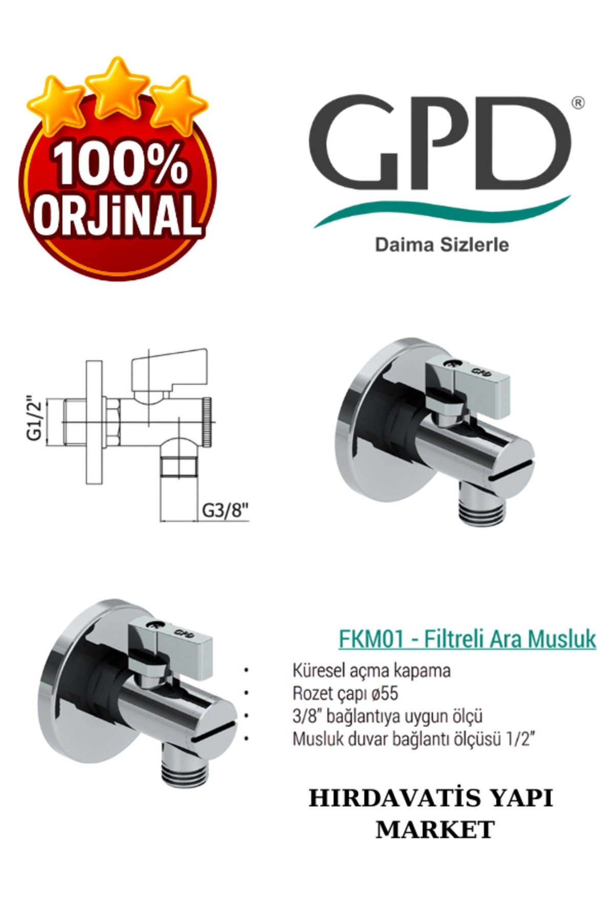 MTE120 -Adrio Serisi Tek Gövde Evye Mutfak Bataryası-2Adet FKM01 Filitreli Ara Musluk-