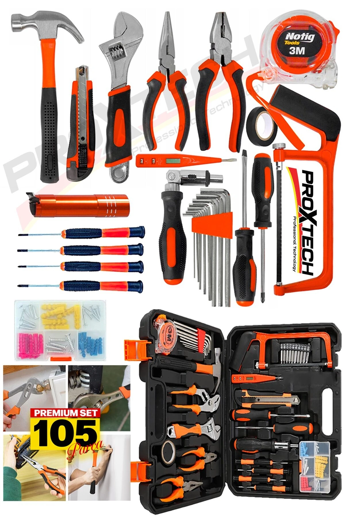 Universal Çok Fonksiyonlu 105 Parçalı Garaj Aracı Mekanik El Aletleri Seti Otomobil Araç Kombo Seti