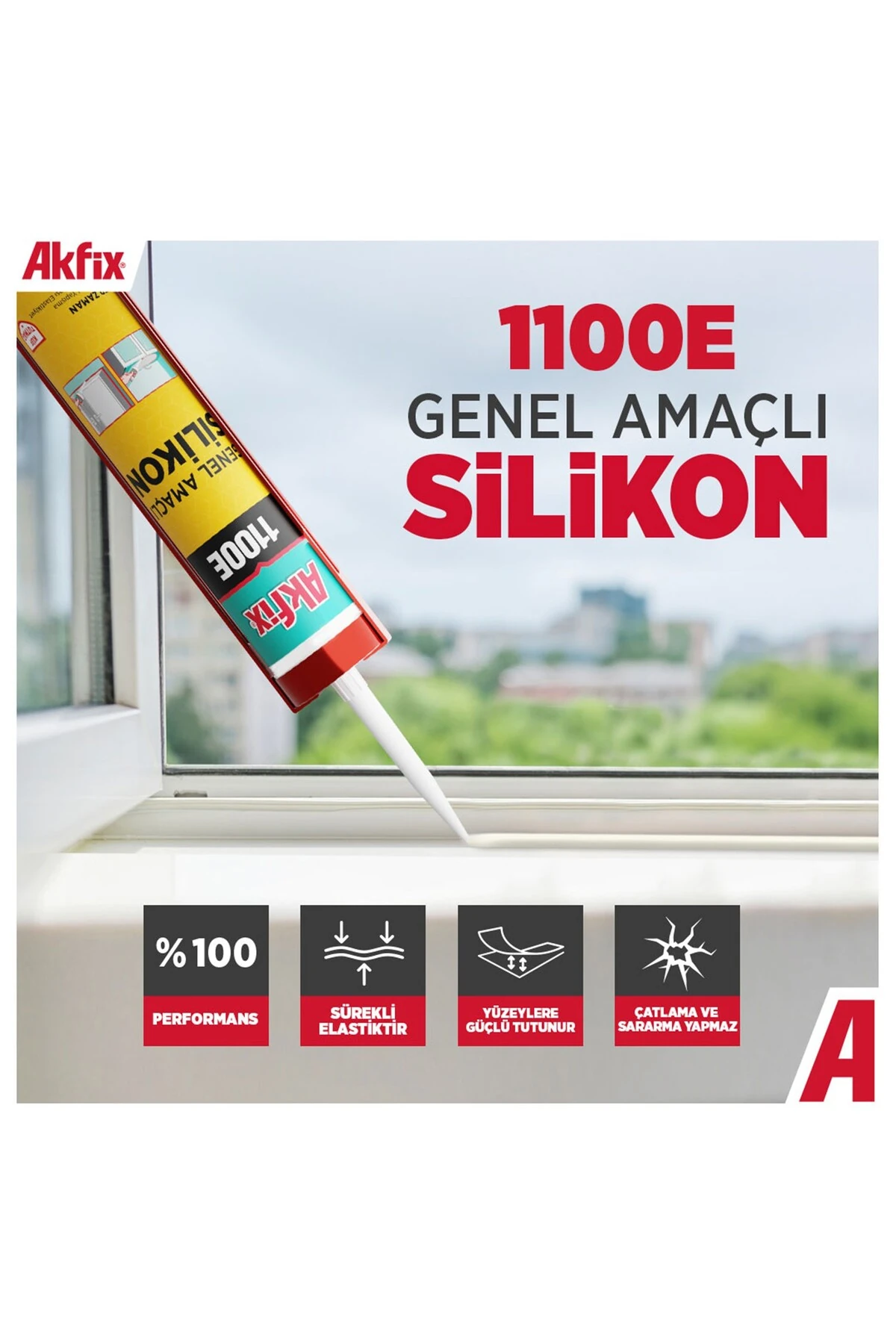 Beyaz Genel Amaçlı Silikon Yapıştırma Sızıntı Önleyici Dolgu Silikonu  1100E 280 gr 1 Adet