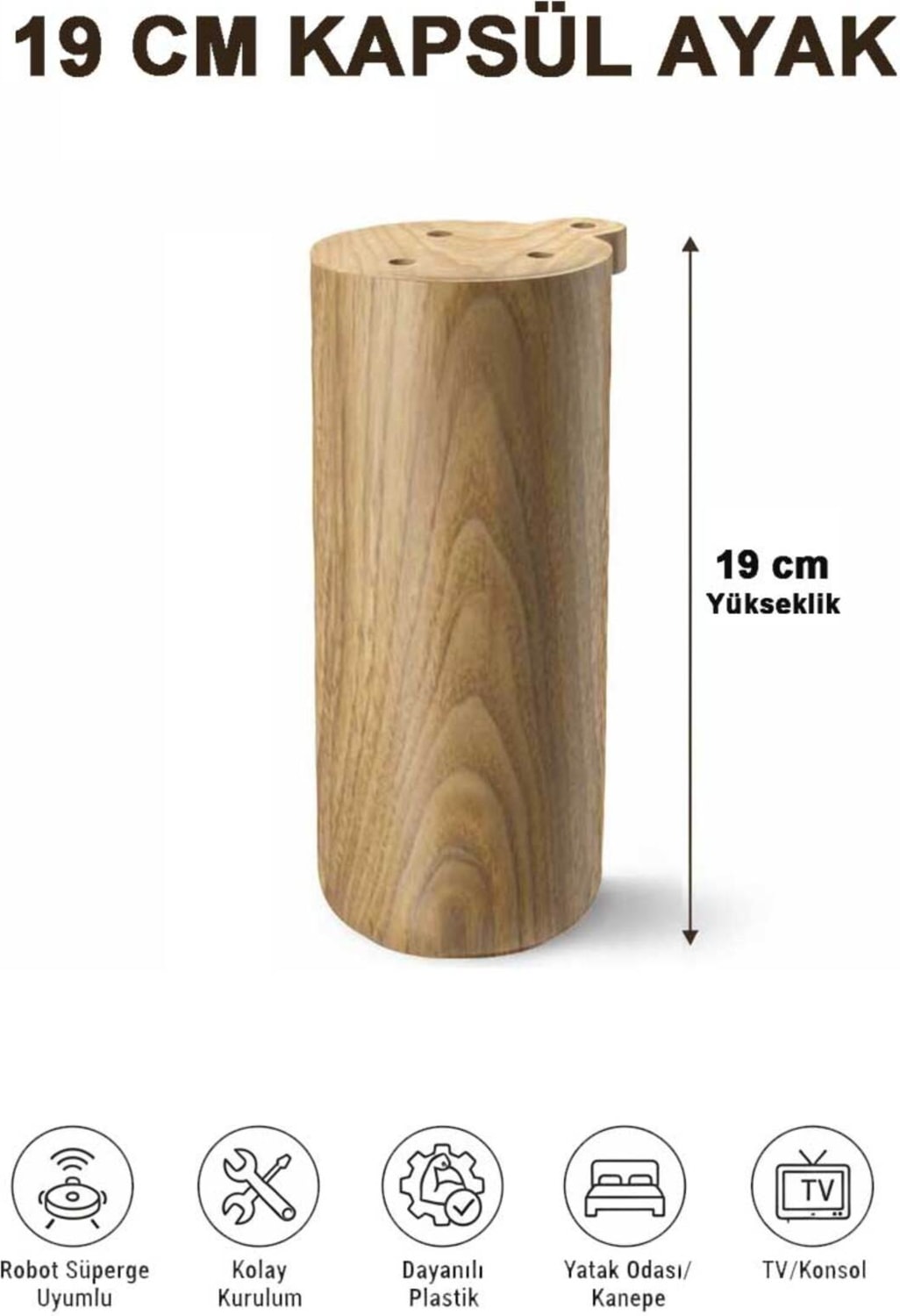 Kapsül Bohem 15 cm Mobilya Kanepe Sehpa Tv Ünitesi Koltuk ve Konsol Ayağı