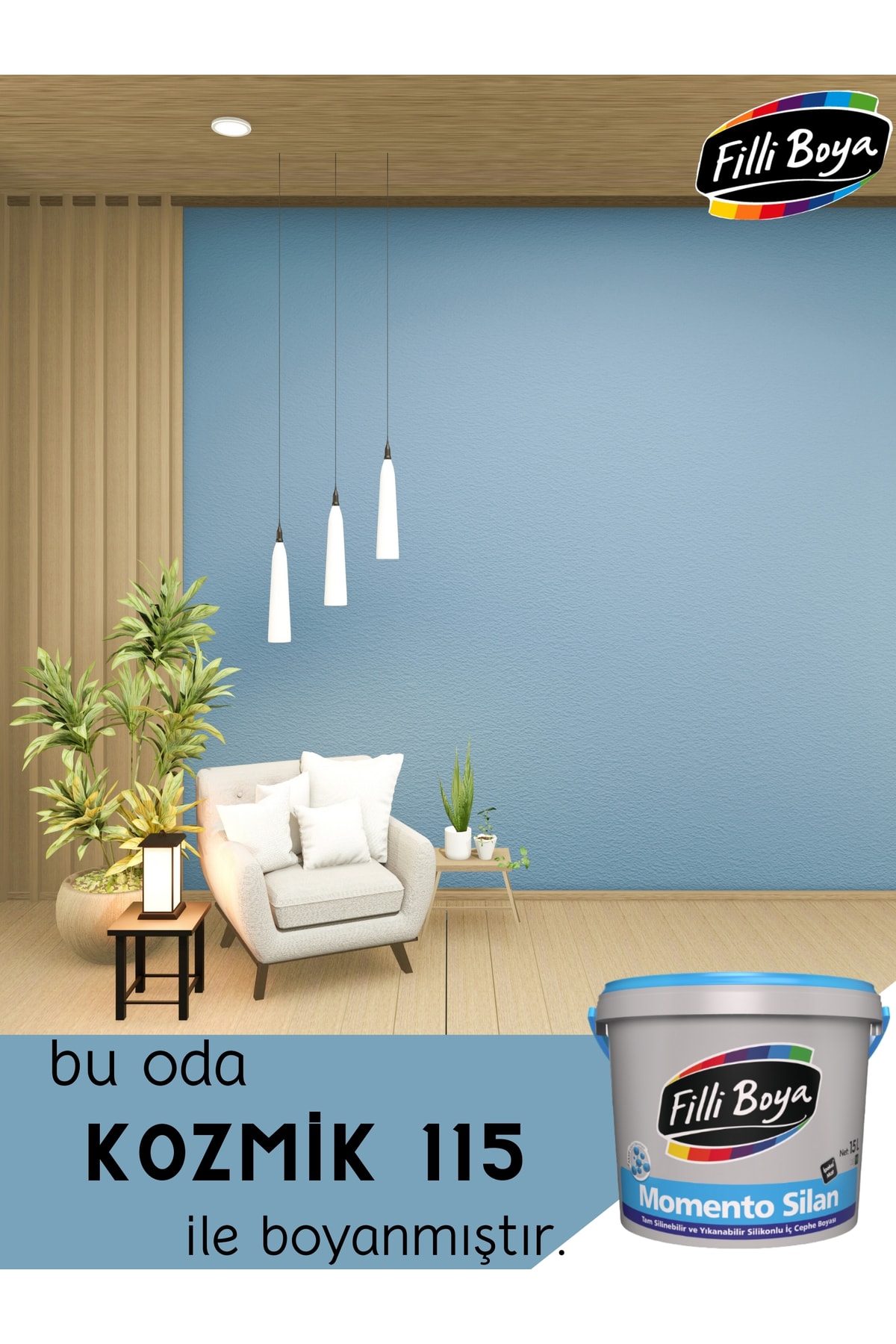 Momento Silan Tam Silinebilir-Yıkanabilir,Silikonlu,Parlak-Yüksek Kapatıcı Boya Kozmik115