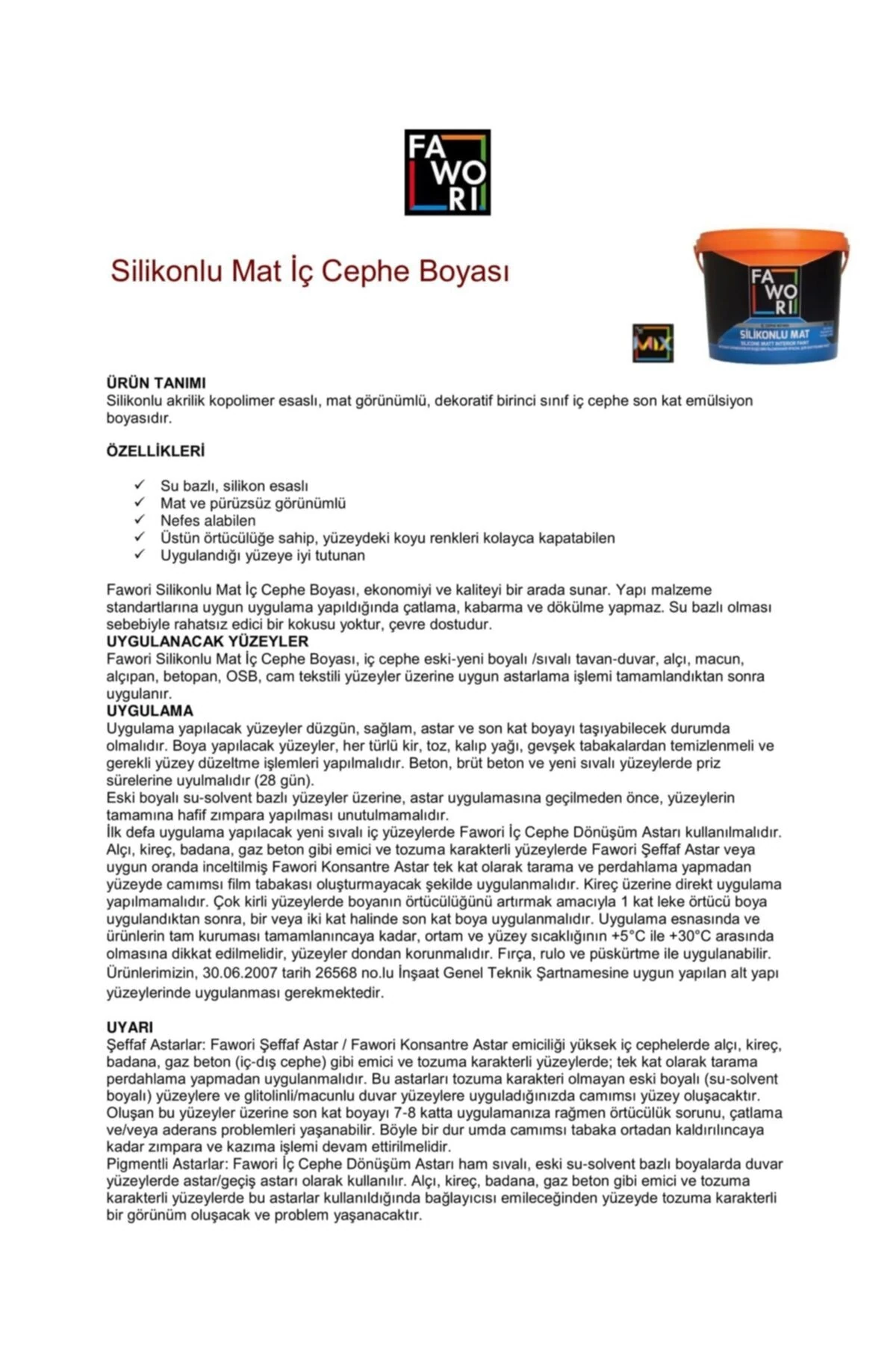 Faworı Iç Cephe Silikonlu Mat Iç Cephe Boyası 2,5 L 3,5 kg Kül Gri