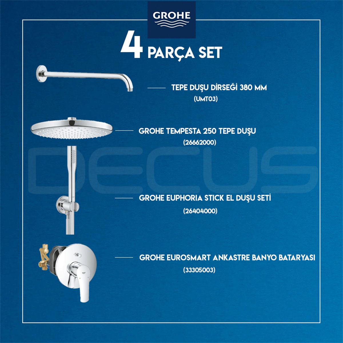 Eurosmart Ankastre Duş Seti 26662000 + 26404000 + 33305003 + UMT03