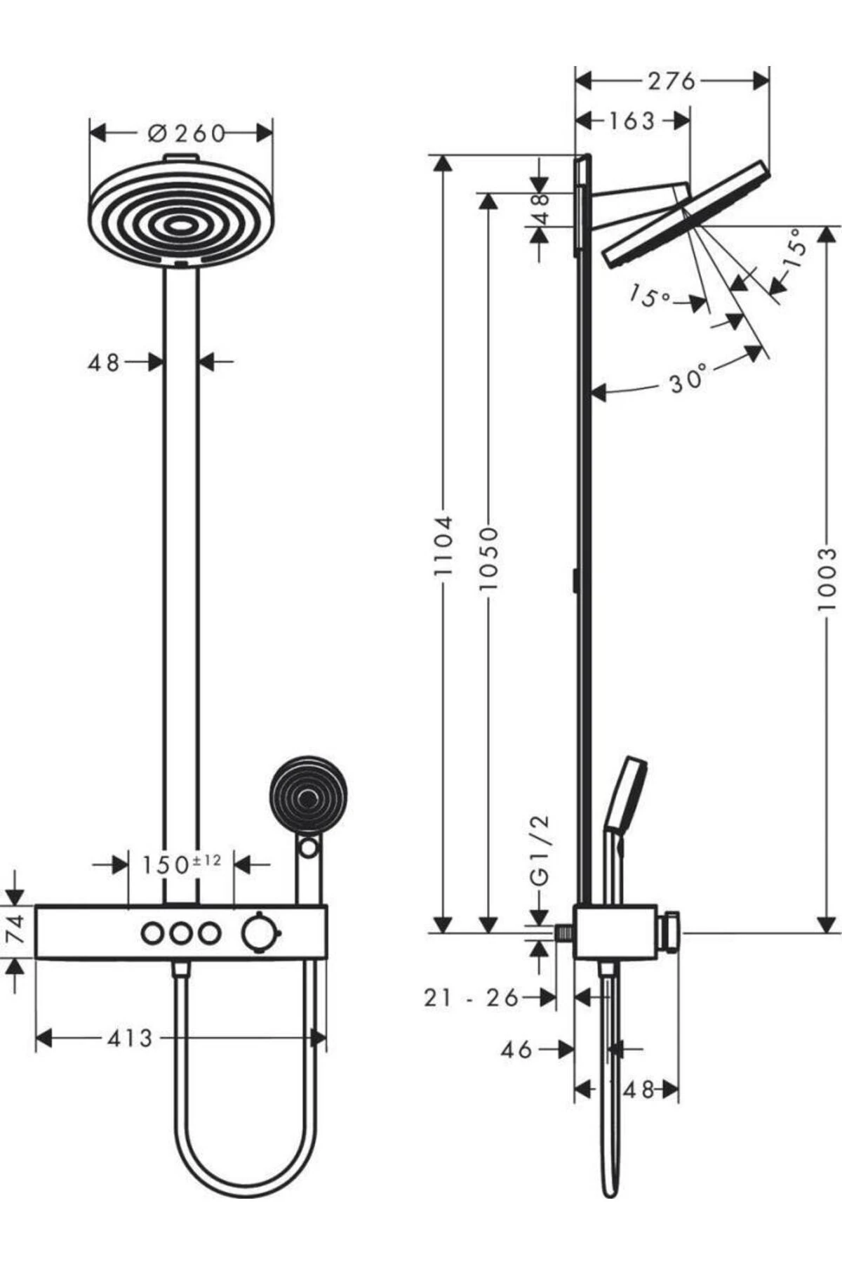 Pulsify S 260 2jet Duş Kolonu Satin Siyah 24240670