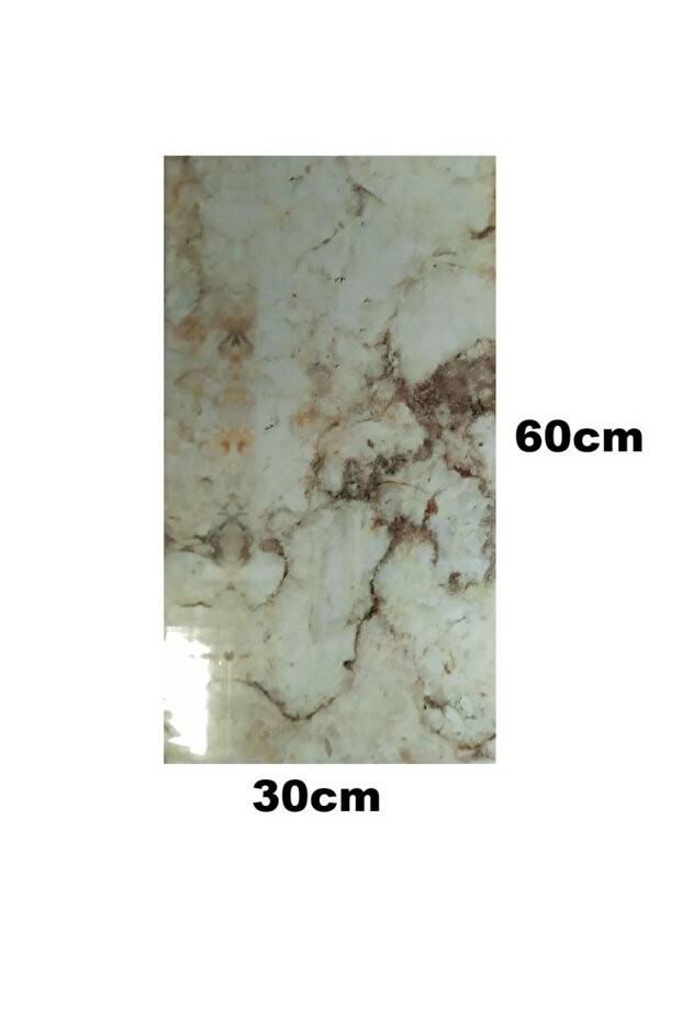 6 Adet 60x30cm Toprak Mermer Desen Yapışkanlı Karavan Prefabrik Banyo Duvar Kaplama Paneli Shiny-20