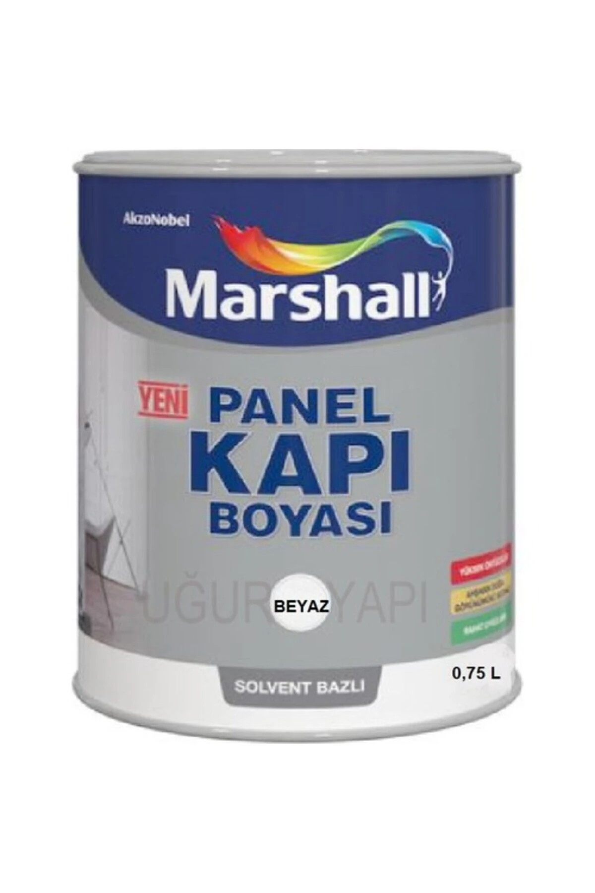 Solvent (Tiner) Bazlı Sentetik Amerikan Panel Kapı Boyası 0,75 Lt - BEYAZ