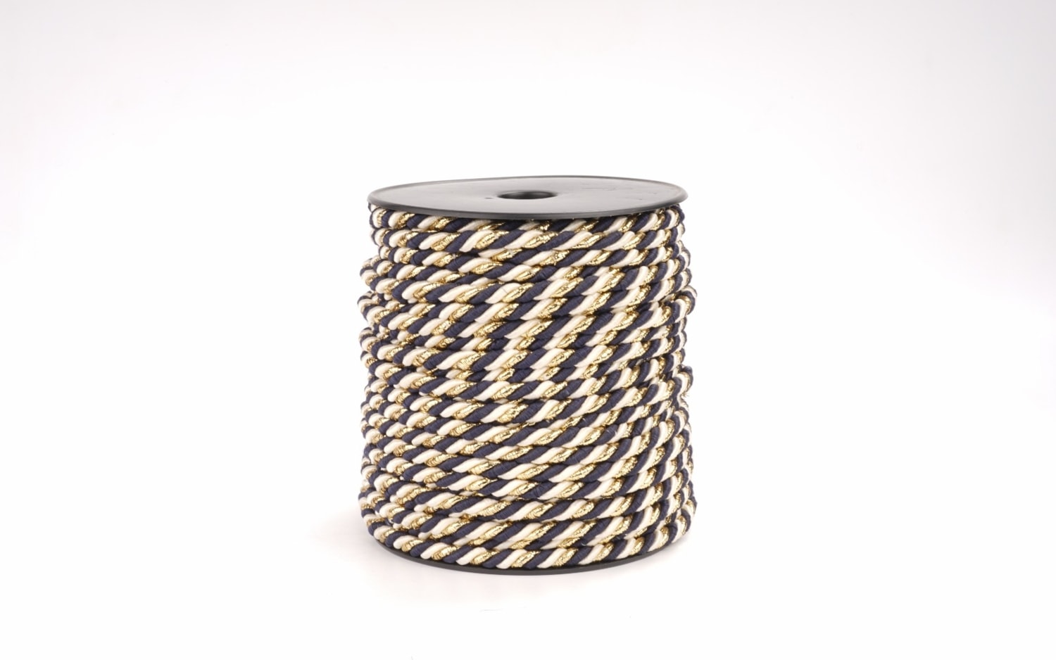 Polyester Kordon İp 10mm 50metre- Lacivert/ Krem Altın sim