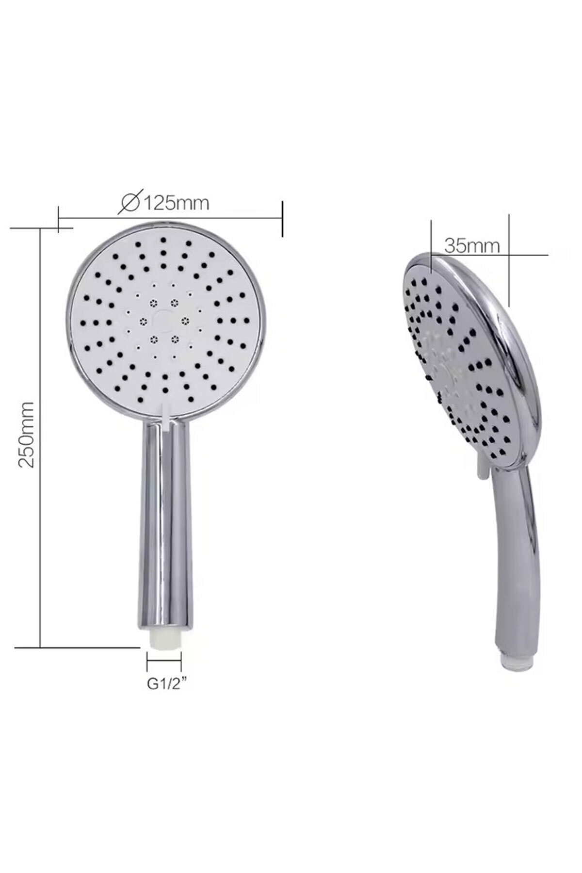 Venüs 5 Fonksiyon Duş Başlığı + Spiral İp örgülü Duş Hortumu + Yapışkanlı Mafsal